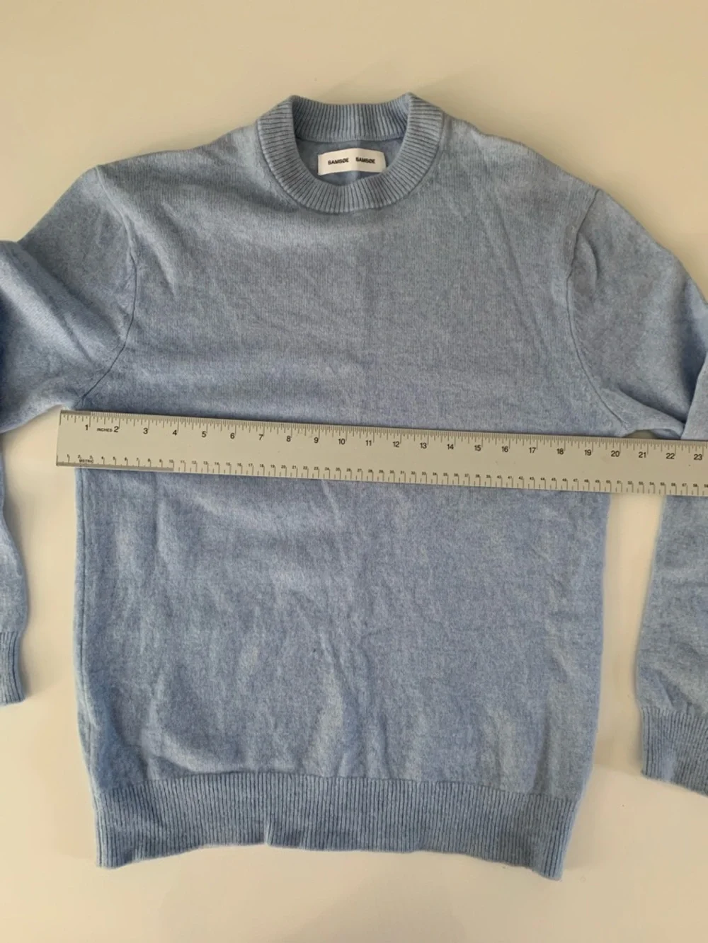 Samsøe Samsøe Viktor Crew Neck Sweater Men’s M 100% Wool Chambray Blue